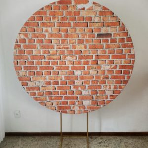 Suporte Redondo com Tecido Sublimado textura Tijolo
