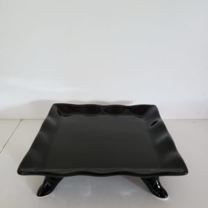 Bandeja Quadrada Babado Cerâmica Preto