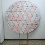 Suporte Redondo com Tecido Sublimado Formas Geométrica