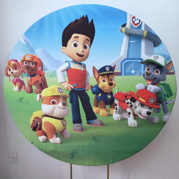 Suporte Redondo com Tecido Sublimado Patrulha Canina