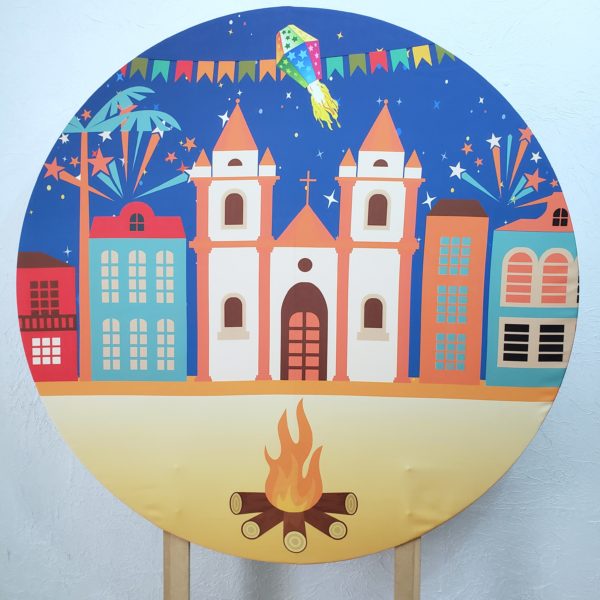 Painel Redondo com Tecido Sublimado Festa Junina