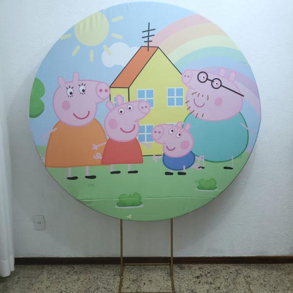 Suporte Redondo com Tecido Sublimado Peppa Pig