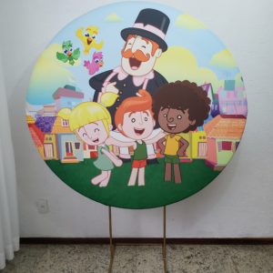 Suporte Redondo com Tecido Sublimado Mundo Bita