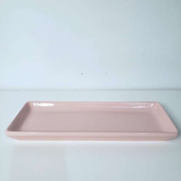 Bandeja cerâmica retangular cor Rosa Candy Bandeja cerâmica retangular cor Rosa Candy