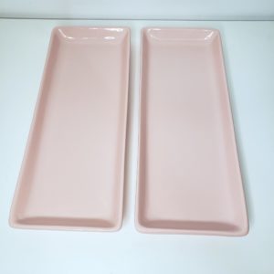 Bandeja cerâmica retangular cor Rosa Candy
