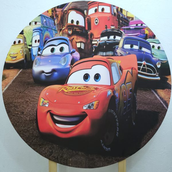 Painel Redondo com Tecido Sublimado Carros