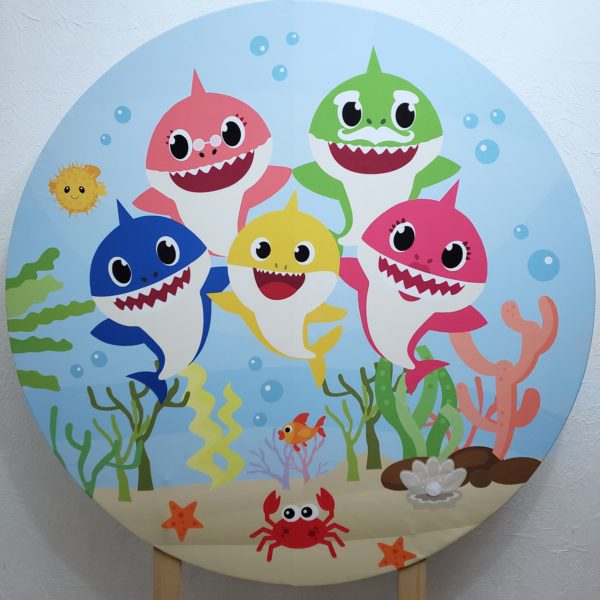 Painel Redondo com Tecido Sublimado Baby Shark Painel Redondo com Tecido Sublimado Baby Shark