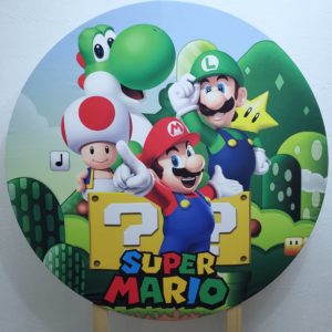 Painel Redondo com Tecido Sublimado Super Mario