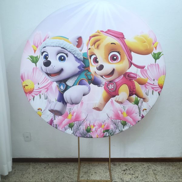 Suporte Redondo com Tecido Sublimado Patrulha Canina Menina Suporte Redondo com Tecido Sublimado Patrulha Canina Menina