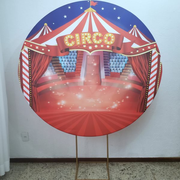 Suporte Redondo com Tecido Sublimado Circo Suporte Redondo com Tecido Sublimado Circo