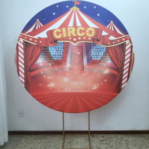 Suporte Redondo com Tecido Sublimado Circo
