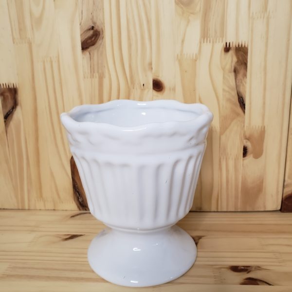 Vaso cerâmica Taça Francesa Branco Vaso cerâmica Taça Francesa Branco