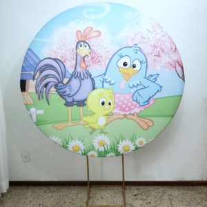 Suporte Redondo com Tecido Sublimado Galinha Pintadinha Rosa