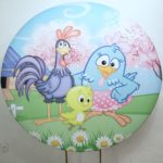 Suporte Redondo com Tecido Sublimado Galinha Pintadinha Rosa