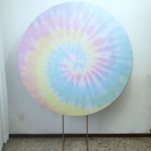Suporte Redondo com Tecido Sublimado Tie Dye