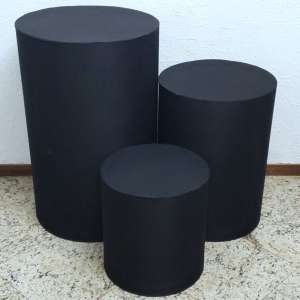 Trio mesas cilindro com capa cor Preto Trio mesas cilindro com capa cor Preto