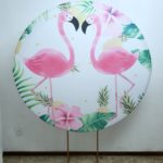 Suporte Redondo com Tecido Sublimado Flamingo Tropical