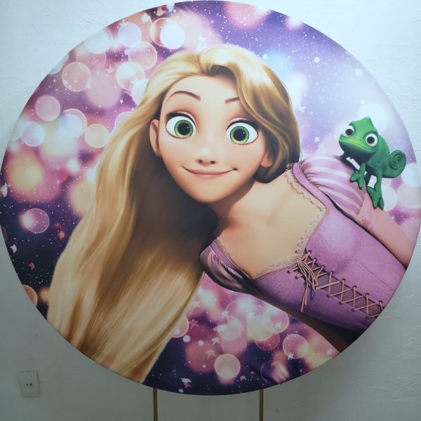 Suporte Redondo com Tecido Sublimado Rapunzel