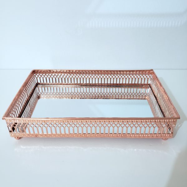 Bandeja Espelhada de Metal Rose Gold