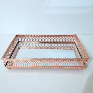 Bandeja Espelhada de Metal Rose Gold