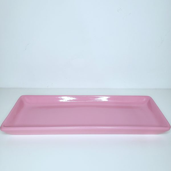 Bandeja cerâmica retangular cor Rosa Bandeja cerâmica retangular cor Rosa