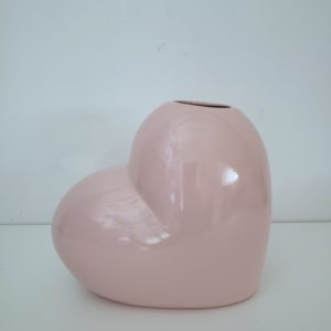 Vaso Coração Cerâmica cor Rosa