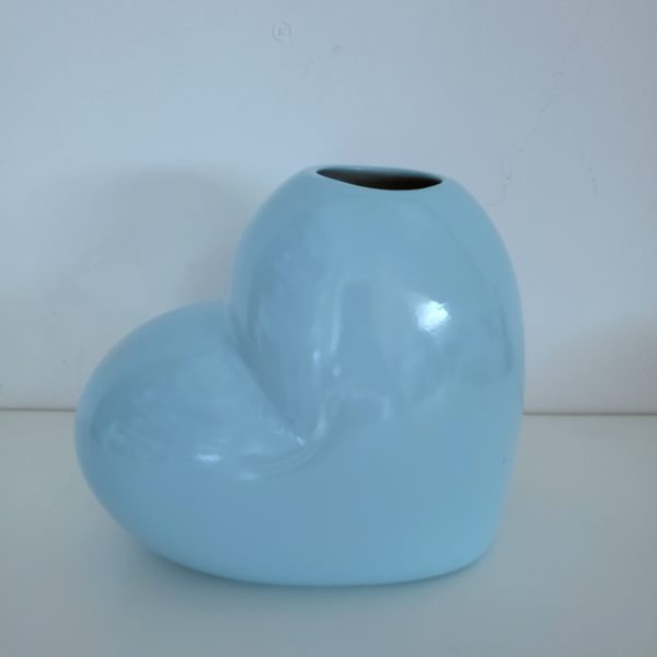 Vaso Coração Cerâmica cor Azul Vaso Coração Cerâmica cor Azul