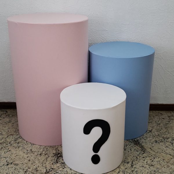 Trio mesas cilindro com capa cores Chá Revelação Trio mesas cilindro com capa cores Chá Revelação