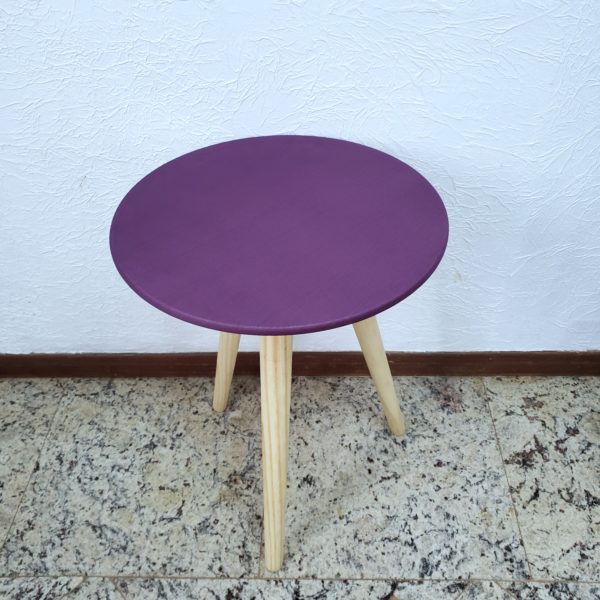 Mesa Redonda Pé Palito P com Capa Roxo
