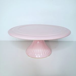 Boleira Baixa Cerâmica Rosa Bebê