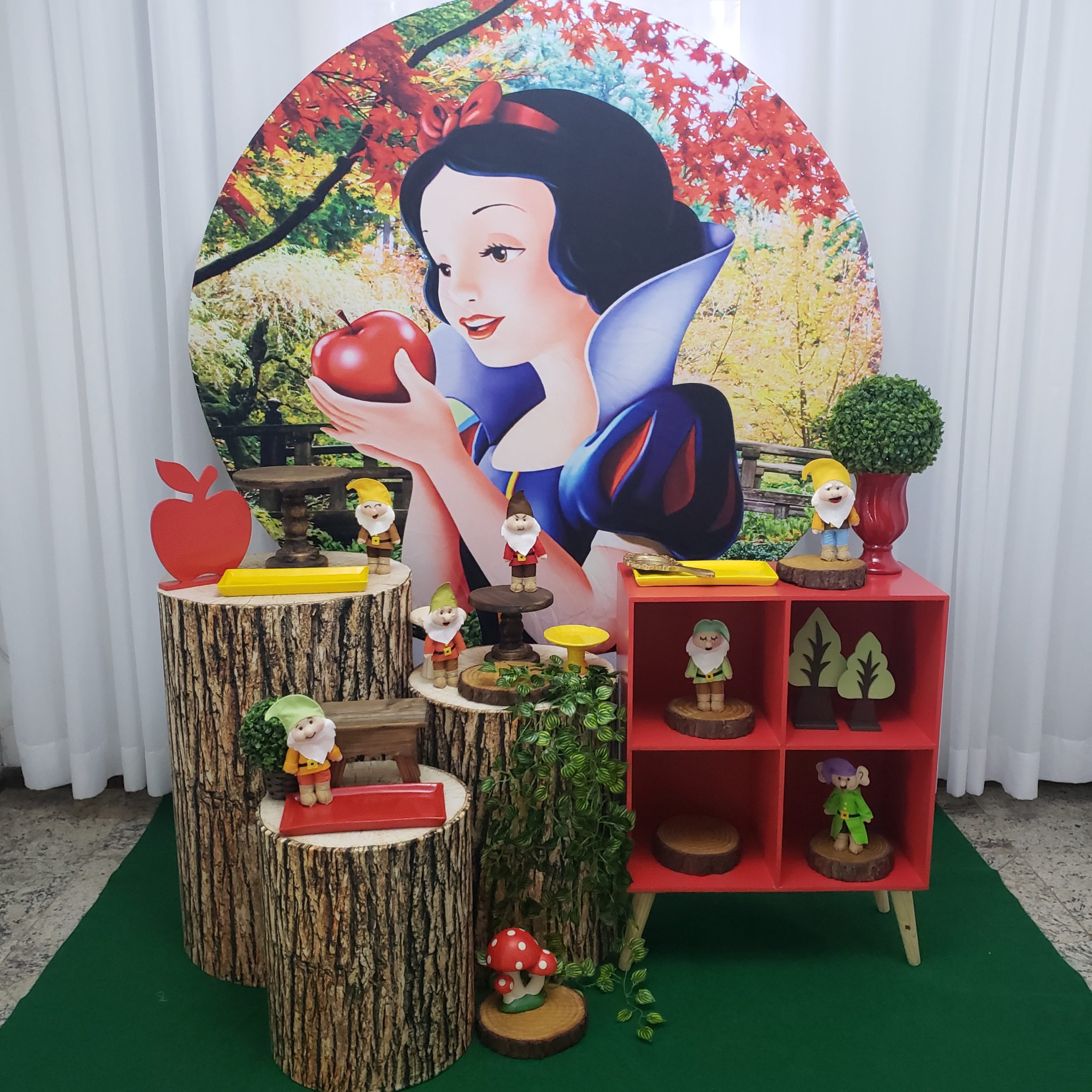 Kit Placa Jardim Branca De Neve E Os Sete Anões Decoração