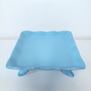 Bandeja Quadrada Babado Cerâmica Azul Celeste