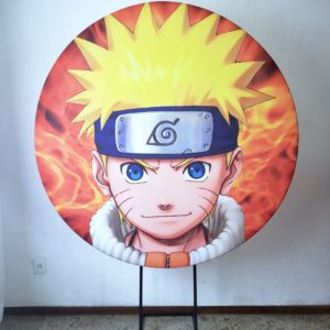 Suporte Redondo com Tecido Sublimado Naruto