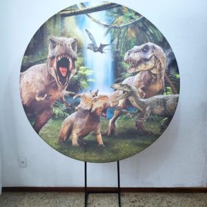 Suporte Redondo com Tecido Dinossauros Jurassic