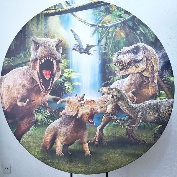 Suporte Redondo com Tecido Dinossauros Jurassic