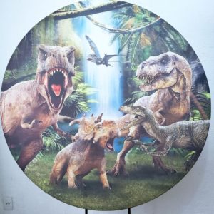 Suporte Redondo com Tecido Dinossauros Jurassic