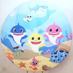Suporte Redondo com Tecido Sublimado Redondo Baby Shark