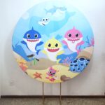 Suporte Redondo com Tecido Sublimado Redondo Baby Shark