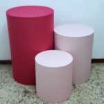 Trio mesas cilindro com capa cores Pink/Rosa