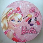 Suporte Redondo com Tecido Sublimado Barbie