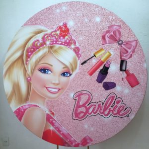 Suporte Redondo com Tecido Sublimado Barbie