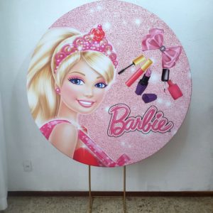 Suporte Redondo com Tecido Sublimado Barbie