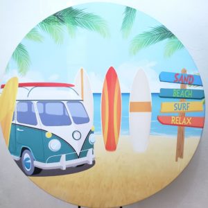 Suporte Redondo com Tecido Sublimado Praia