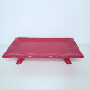 Bandeja Retangular Babado Cerâmica Pink