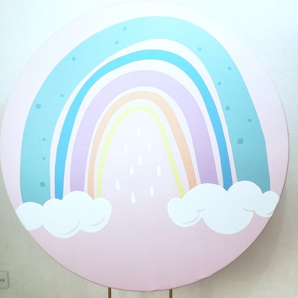 Suporte Redondo com Tecido Sublimado Arco Íris