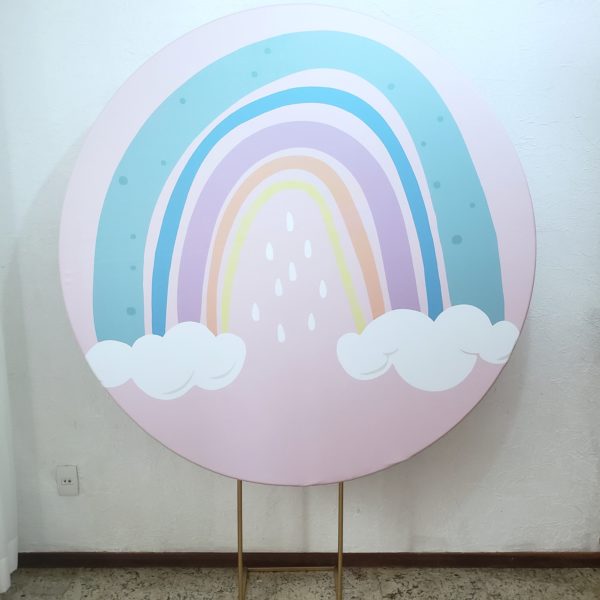 Suporte Redondo com Tecido Sublimado Arco Íris
