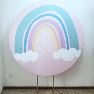 Suporte Redondo com Tecido Sublimado Arco Íris
