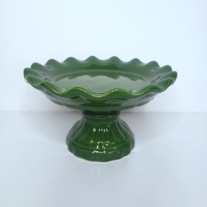 Suporte para Doce Cerâmica Borda Babado P Verde Musgo