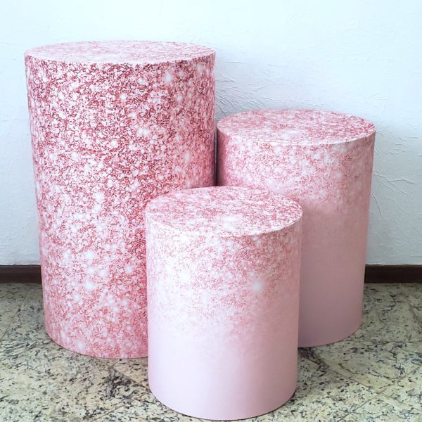 Cilindros com Capas Tecido sublimado Rose Glitter Cilindros com Capas Tecido sublimado Rose Glitter