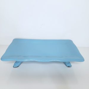 Bandeja Retangular Babado Cerâmica Azul Bebê